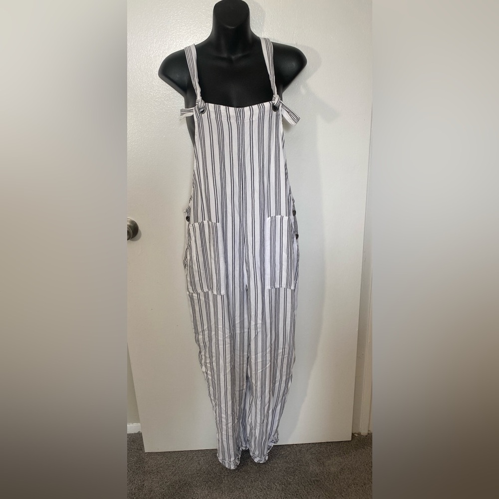 Hollister Black and White Striped Jumpsuit